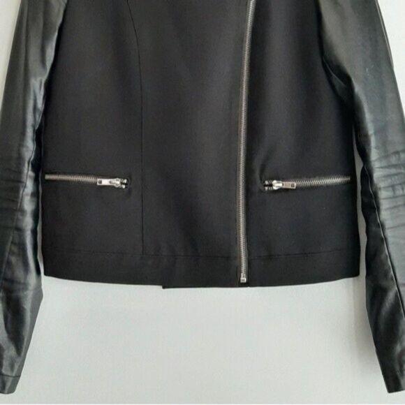 LADY DUTCH Moto Jacket Mixed Media w/ Faux Leather Sleeves Sz M - Picture 4 of 7